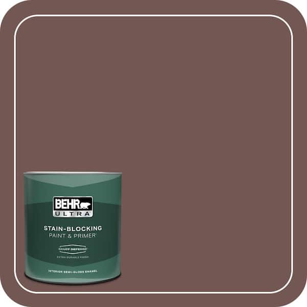 BEHR ULTRA 1 qt. #180F-6 Brown Ridge Extra Durable Semi-Gloss Enamel Interior Paint & Primer