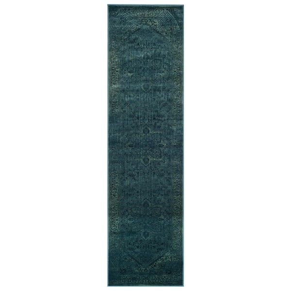 SAFAVIEH Vintage Turquoise 2 ft. x 8 ft. Border Runner Rug