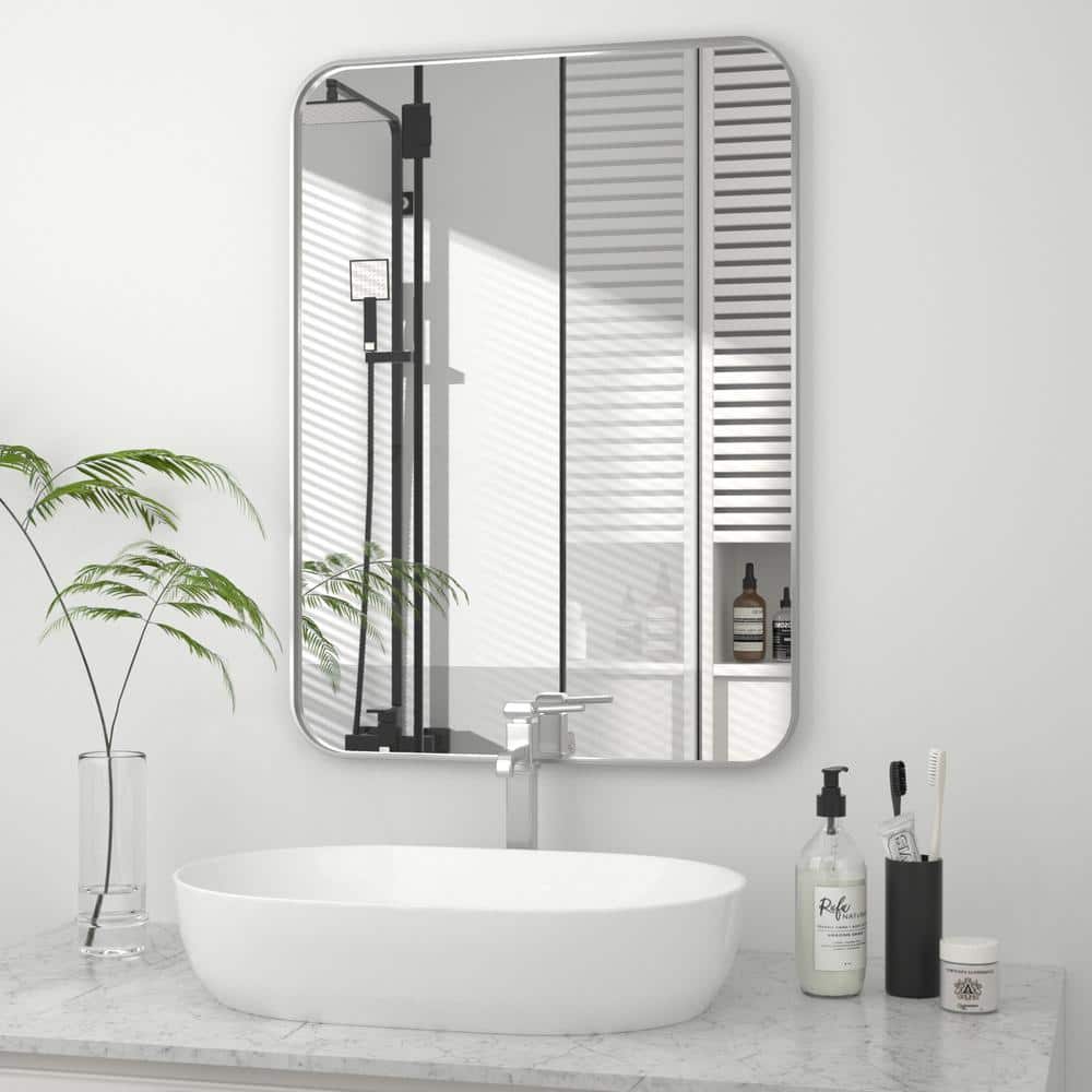 PRIMEPLUS 24 in. W x 36 in. H Large Rectangle Metal Framed Wall Mirrors Bathroom Mirror Vanity ...