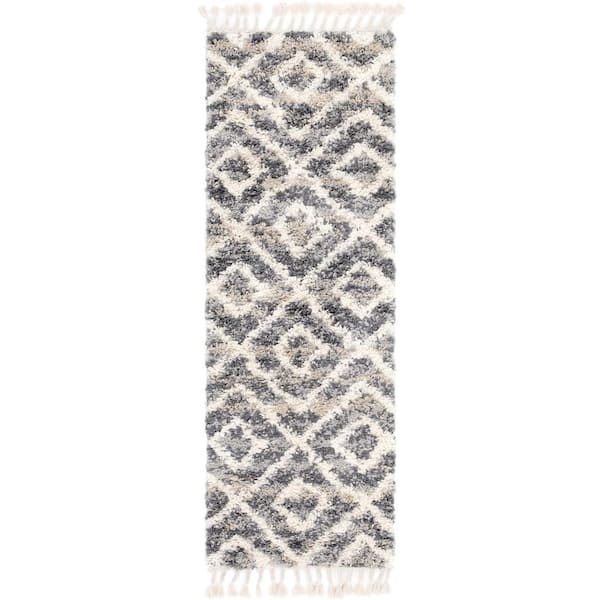 Hygge Shag Diamond Gray 2 ft. 2 in. x 6 ft. Runner Rug