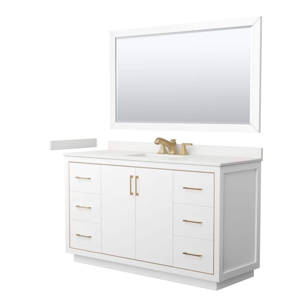 Icon 60 in. W x 22 in. D x 35 in. H Single Bath Vanity in White with White Quartz Top and 58 in. Mirror price history on PriceWatchPro