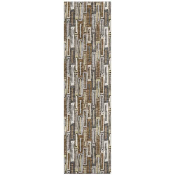 Chantille Machine Washable Indoor/Outdoor Abstract ACN3054 Chocolate 2 ft. x 7 ft. Runner Rug