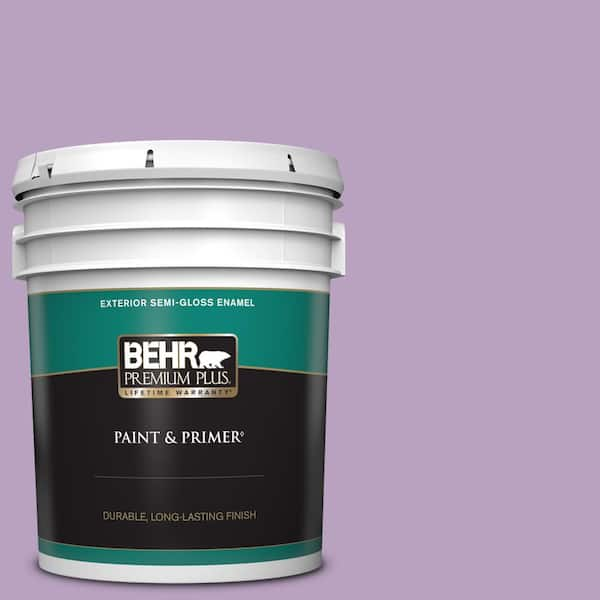 BEHR PREMIUM PLUS 5 gal. #660D-4 Lilac Rose Semi-Gloss Enamel Exterior Paint & Primer