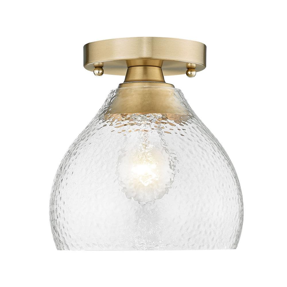 Ariella Brushed Champagne Bronze Semi-Flush Mount with Hammered Glass