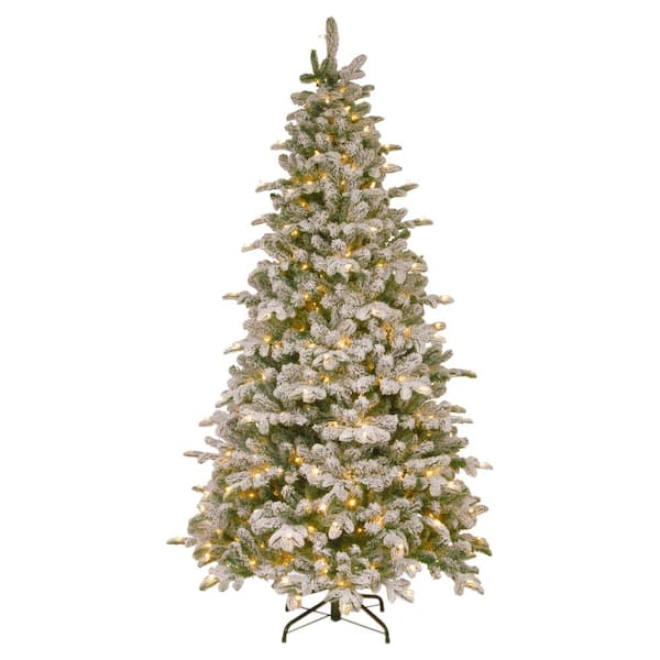 National Tree Company 7-1/2 ft. Feel Real Snowy Everest Fir Medium Hinged Artificial Christmas Tree with 450 Clear Lights