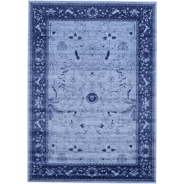 Unique Loom La Jolla Floral Blue 7' 0 x 10' 0 Area Rug