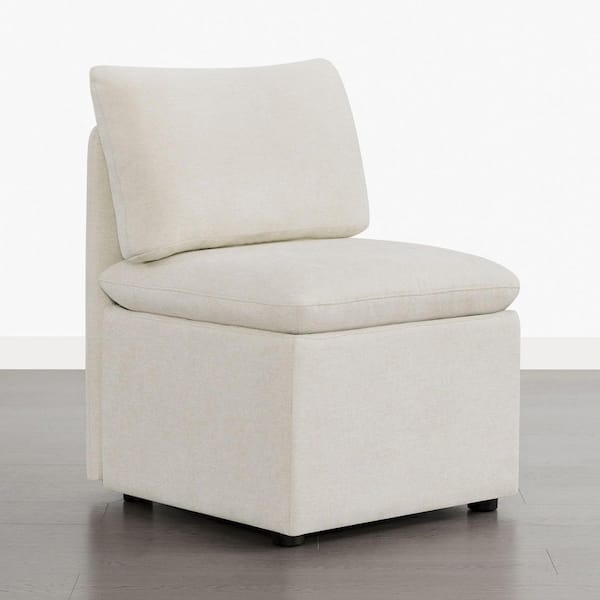 Ellis Linen/Beige Fabric Upholstered Lift-Top Storage Removable Cushion Modular Dining Chair