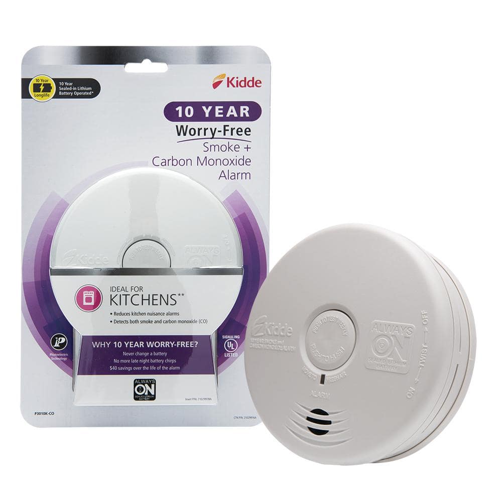 Kidde 10-Year Worry Free Smoke & Carbon Monoxide Detector, Lithium Battery  Powered with Photoelectric Sensor 21029899 - The Home Depot