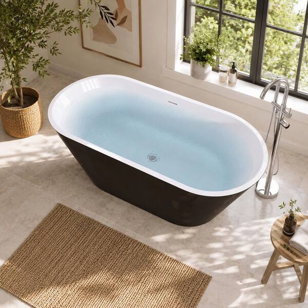 Zeafive Ane 55 in. x 27.5 in. Acrylic Freestanding Soaking Bathtub