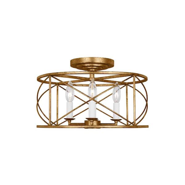Generation Lighting Beatrix 15 in. W x 9 in. H 4-Light Casual Antique Gild Indoor Dimmable Medium Semi-Flush Mount with No Bulbs Included