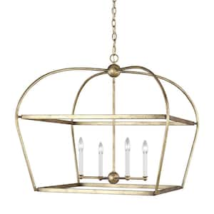 Stonington Wide 4-Light Antique Gild Pendant Light Lantern