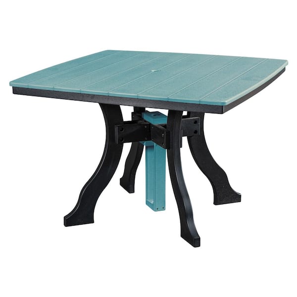 American Furniture Classics Adirondack Series Black Frame Square High Density Plastic Dining Height Outdoor Dining Table