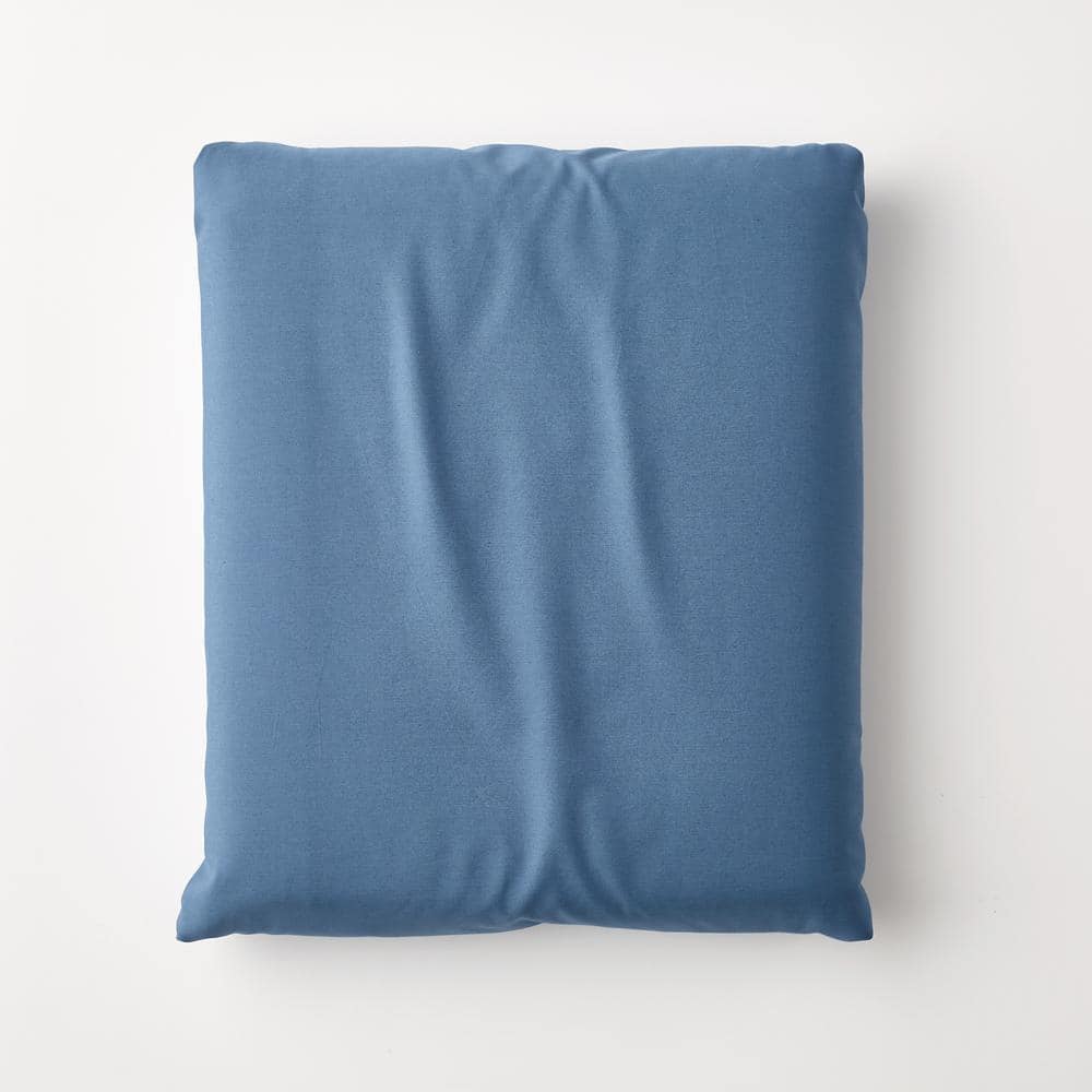 Company Cotton Slate Blue Solid 300-Thread Count Cotton Percale Queen Deep Pocket Fitted Sheet -  The Company Store, 50652I-Q-SLT-B