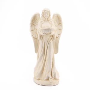LuxenHome Off White MgO Angel with Bowl Garden Statue WHST1279 - The ...