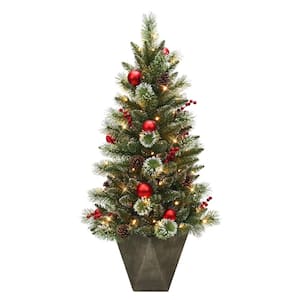 4 ft. Pre-Lit Potted Artificial Christmas Tree Adorned