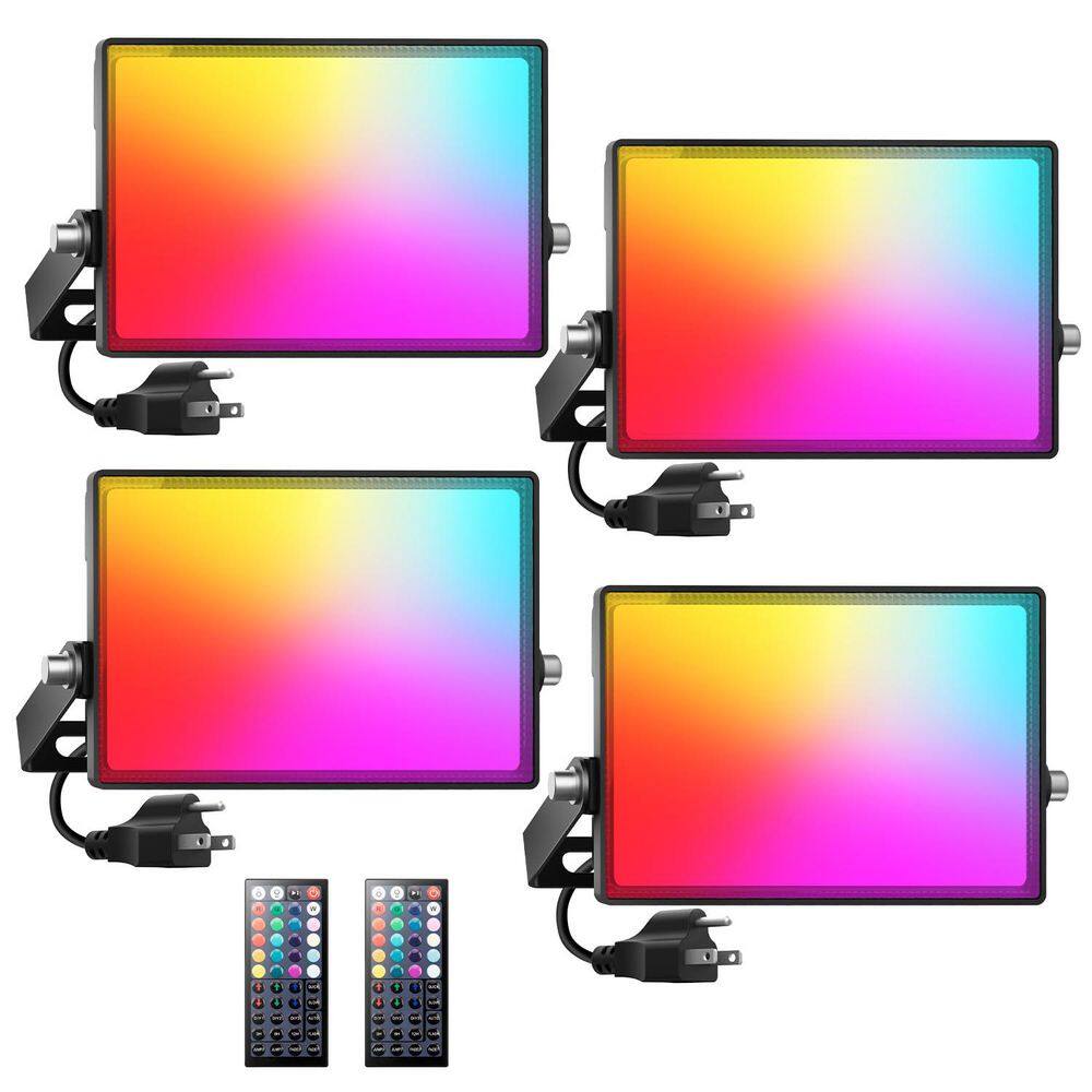 Black Plug-in Integrated LED Landscape Flood Light 30W RGBW Color Changing Waterproof Fixture with Remot, 4 Pack price history on PriceWatchPro