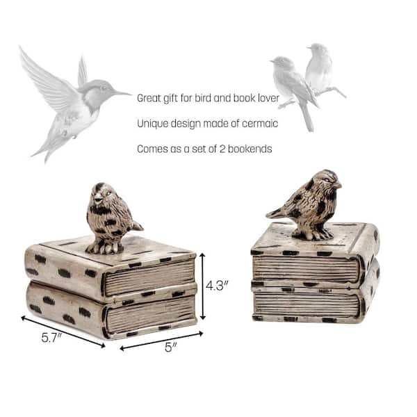 Decorative Bird Bookends for Bookshelf