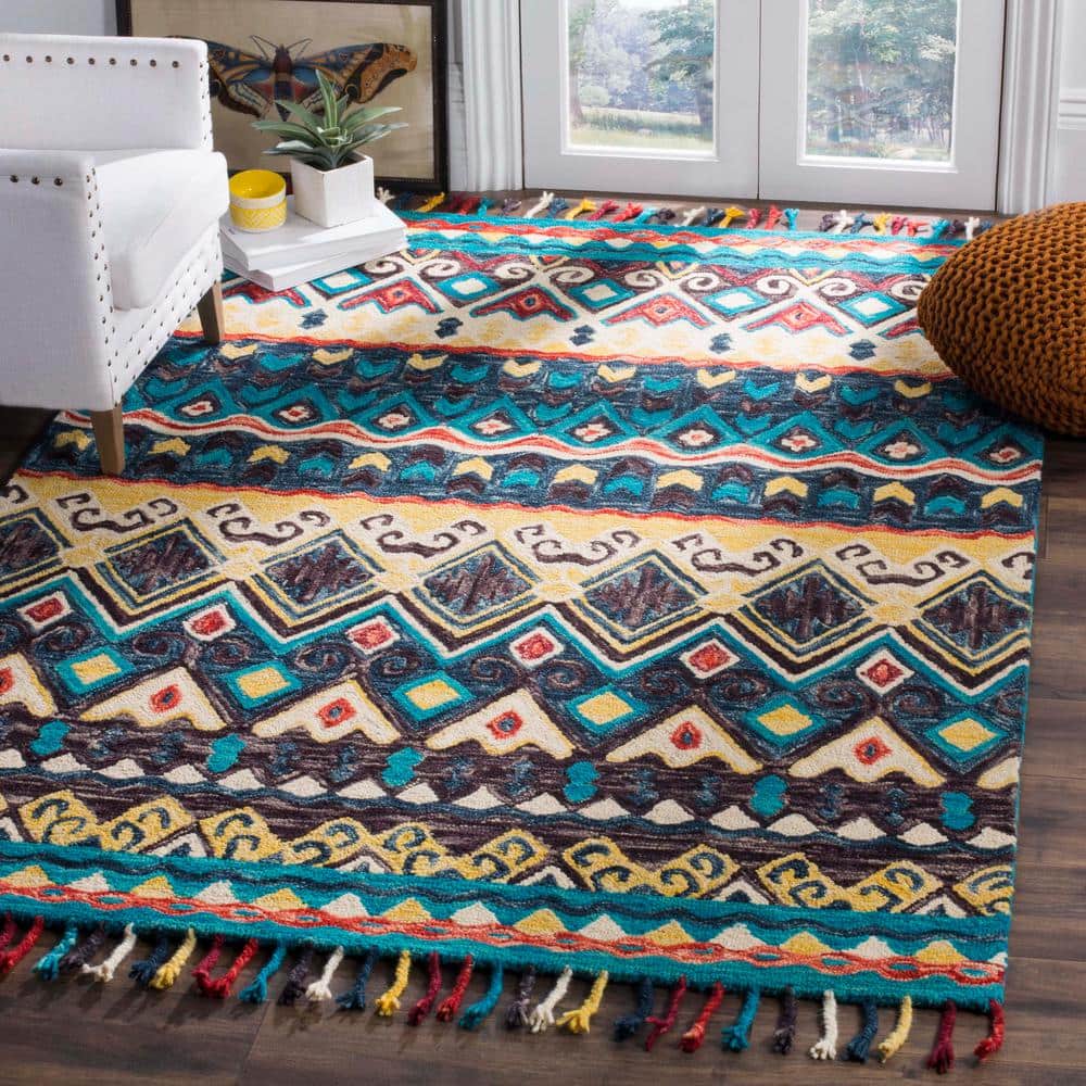Aspen 6' x 9' Blue Wool Tufted Reversible Area Rug