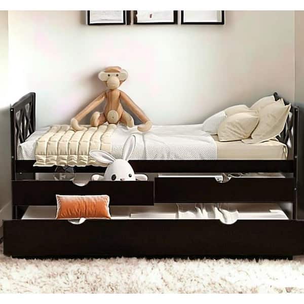 HomeRoots Black Composite Frame Twin Panel Bed