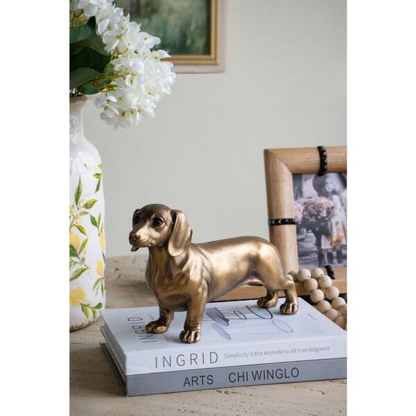 Copper 11.5 in. x 6 in. Resin Dachshund Figurine Animal Statue