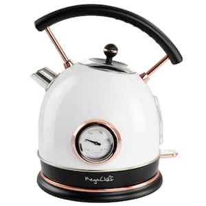 1.8 l 7.6-Cups in White Half Circle Electric Tea Kettle With Thermostat