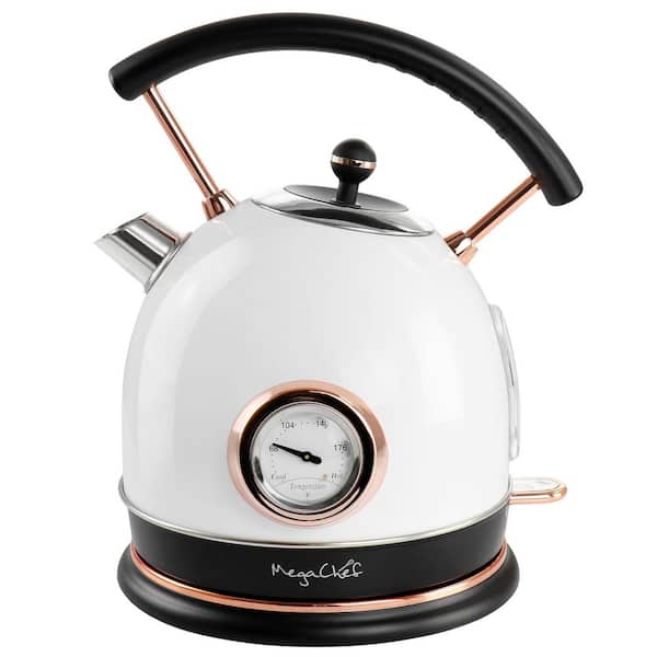 MegaChef 1.8 l 7.6-Cups in White Half Circle Electric Tea Kettle With Thermostat