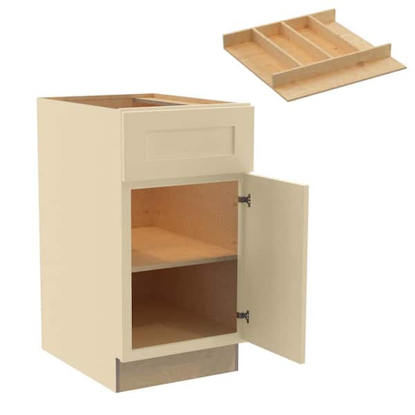 Home Decorators Collection Newport 18 in. W x 24 in. D x 34.5 in. H Assembled Plywood Base Kitchen Cabinet in Blended Cream with Utility RH
