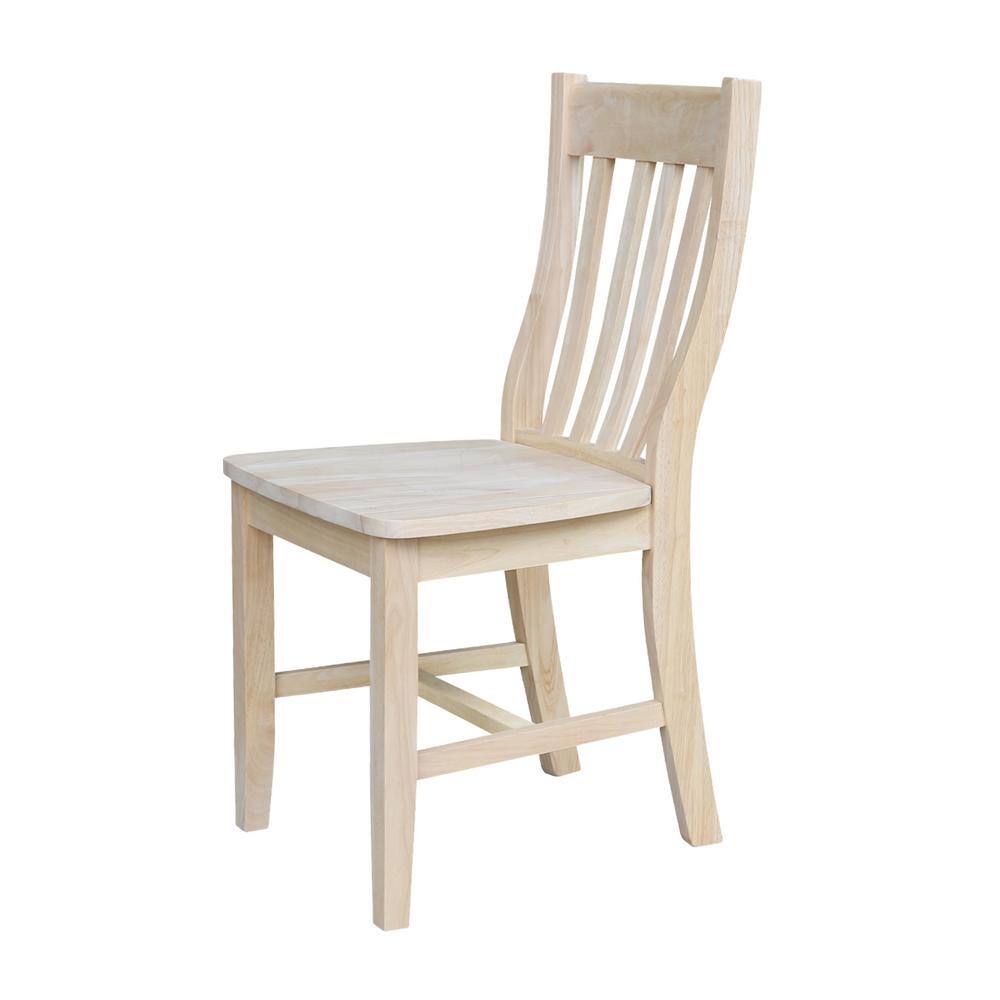 High Slat Ladderback Solid Wood Side Chair in White - Set of 2