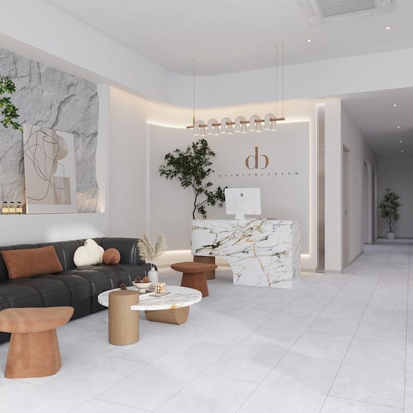 Imprint 16x48 in. Soft Cloud White Matte Ceramic Soft Vein Large Tile (15.5 sq ft/case, 3-Pack)