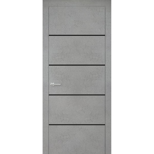 28 in. x 84 in. 1 Panel Concrete Finished Solid Wood with Honeycomb Sliding Door with Hardware