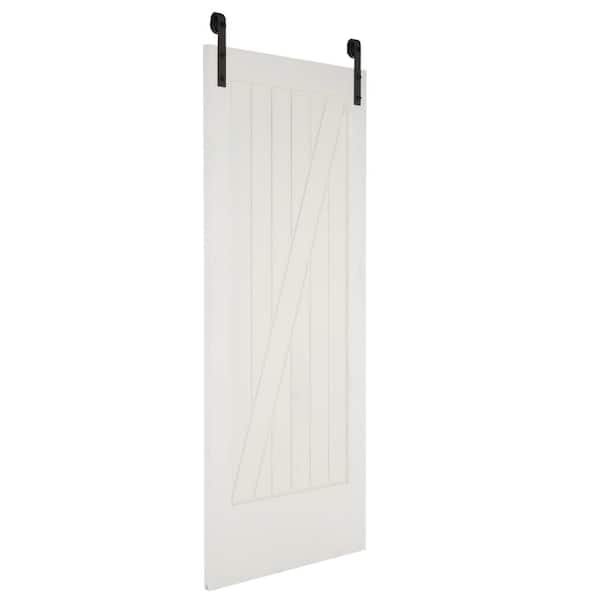 42 in. x 84 in. Cottage One Panel Z-Plank Unf Prime Solid Pine Wood Interior Sliding Barn Door with Bronze Hardware 42 in. x 84 in. Cottage One Panel Z-Plank Unf Prime Solid Pine Wood Interior Sliding Barn Door with Bronze Hardware