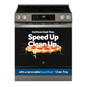 30 in. 5 Burner Element Smart Slide-In Electric Convection Range in Slate with EasyWash Oven Tray And No-Preheat Air Fry
