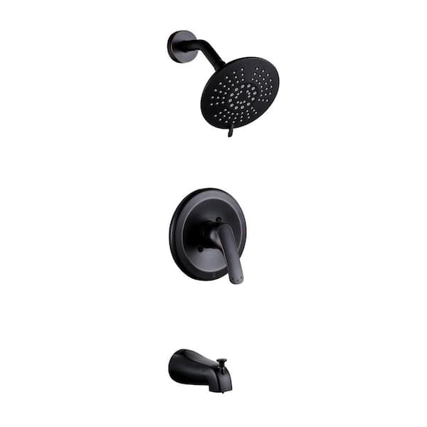 Unbranded Single Handle 5-Spray Round Shower Faucet 1.8 GPM with Tub Spout in Oil Rubbed Bronze (Valve Included)