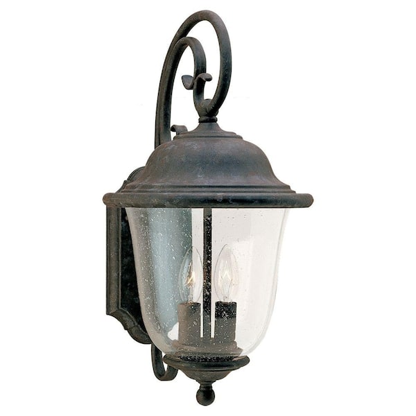Trafalgar 2-Light Oxidized Bronze Outdoor 18 in. Wall Lantern Sconce