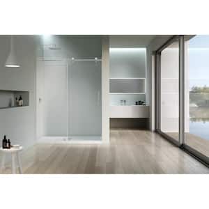 76 in. H x 60 in. W Frameless Soft Close Sliding Shower Door in Chrome with Clear Tempered Glass
