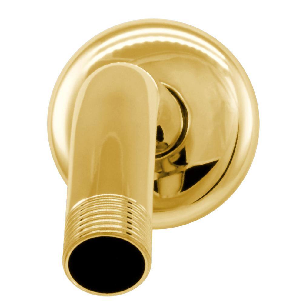 Polished Brass 10" Wall Mounted Shower Arm with Flange