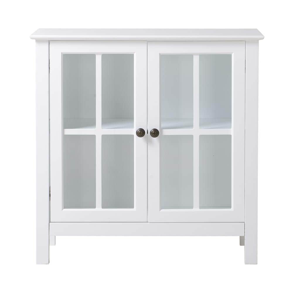 White MDF Glass Door Curio Cabinet with Shelves
