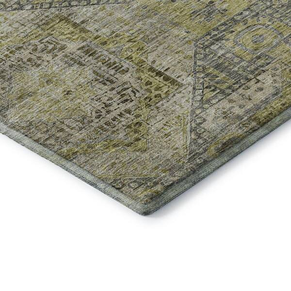 Mayfield Premium Machine Washable Abstract AMF1929 Khaki 3 ft. x 5 ft. Area Rug