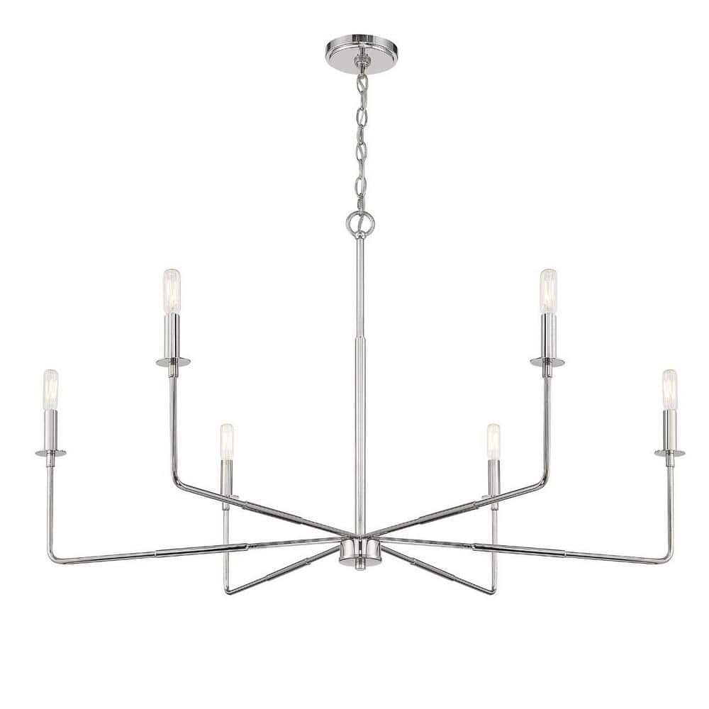 Salerno Polished Nickel 6-Light Rustic Charm Chandelier