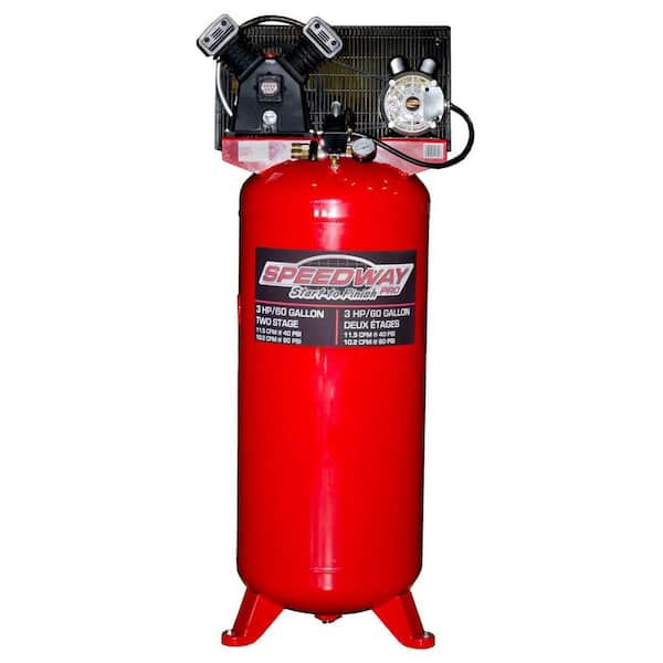 SPEEDWAY 60 gal. Single Stage Compressor Cast Iron Belt Drive with ASME Tank