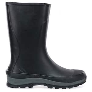 Men's Premium Tall 10.5" Waterproof Rubber Boot - Black Size 8
