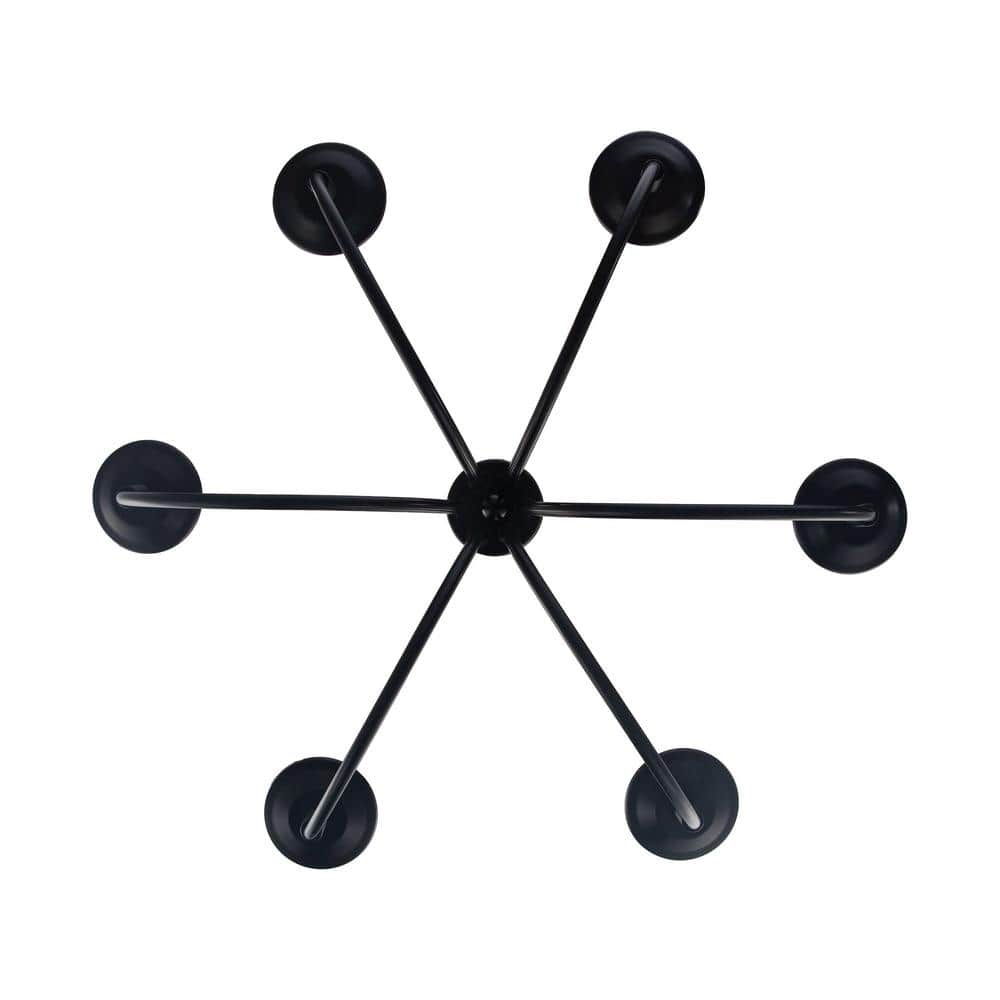 Black 6-Light Candle Chandelier with Metal Frame