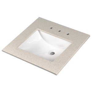 Iced White 31 in. W x 22 in. D Engineered Marble Vanity Top in White with White Rectangle Single Sink