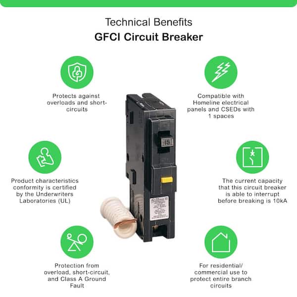 Homeline 15-Amp Single-Pole GFCI Circuit Breaker (HOM115GFICP)
