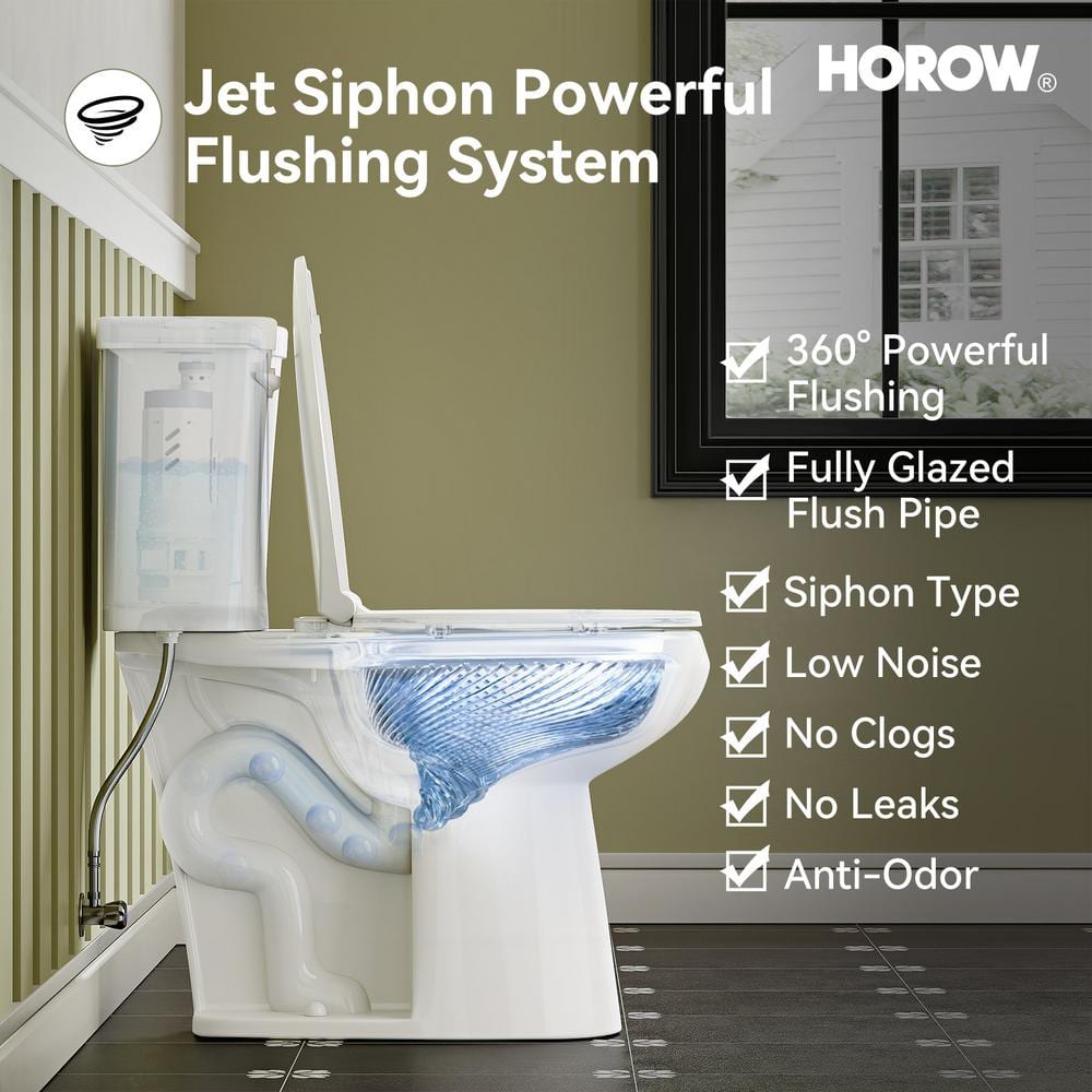 19-Inch White Elongated High Efficiency Two-Piece Toilet