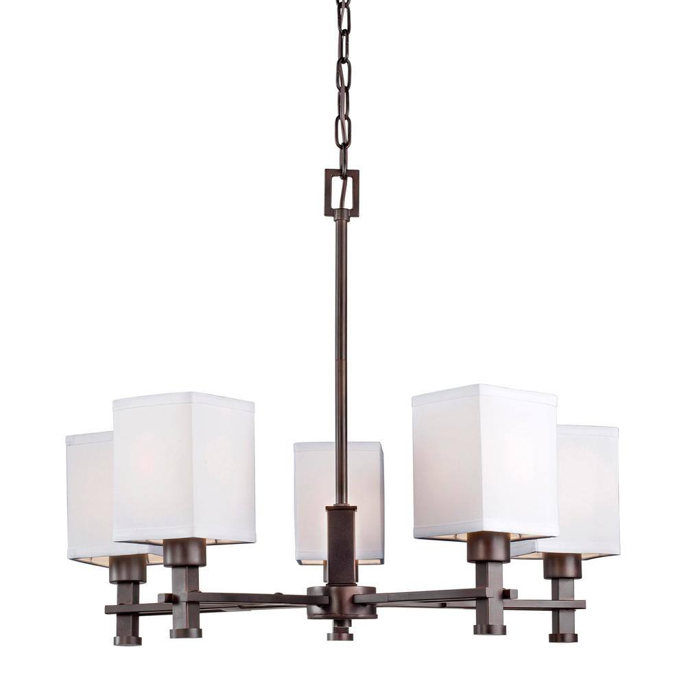 5-Light Antique Bronze Chandelier with Off-White Linen Shade price history on PriceWatchPro