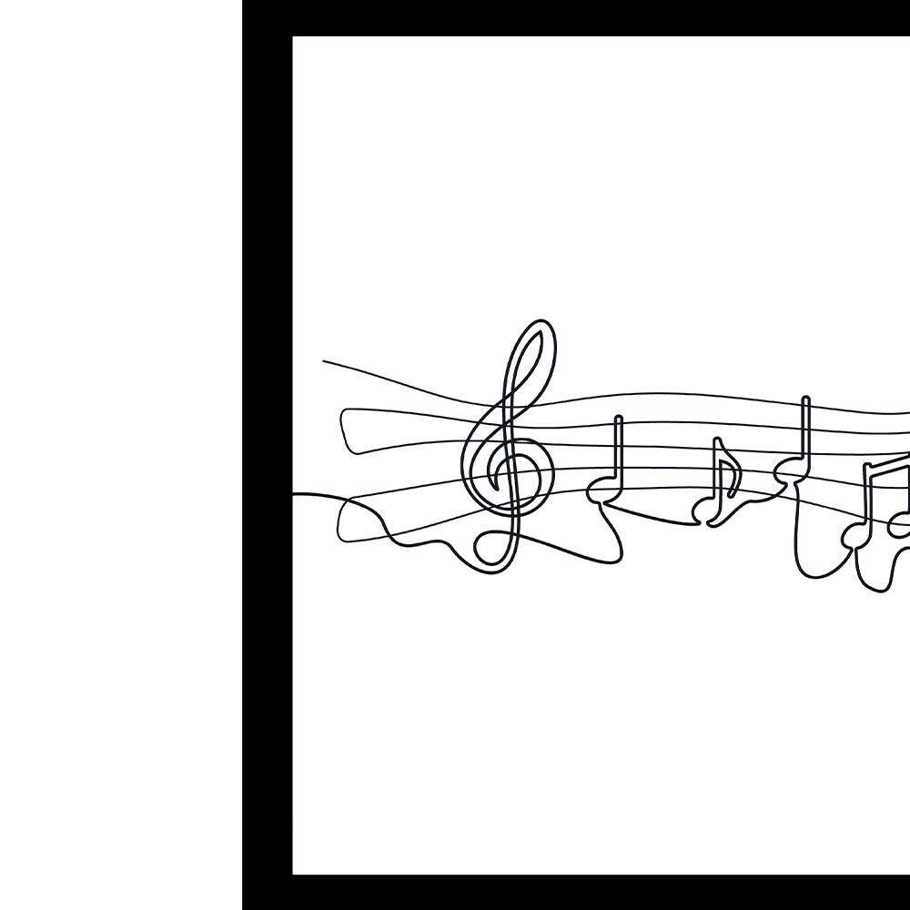 Black Framed Glass Abstract Music Notes Line Art Print