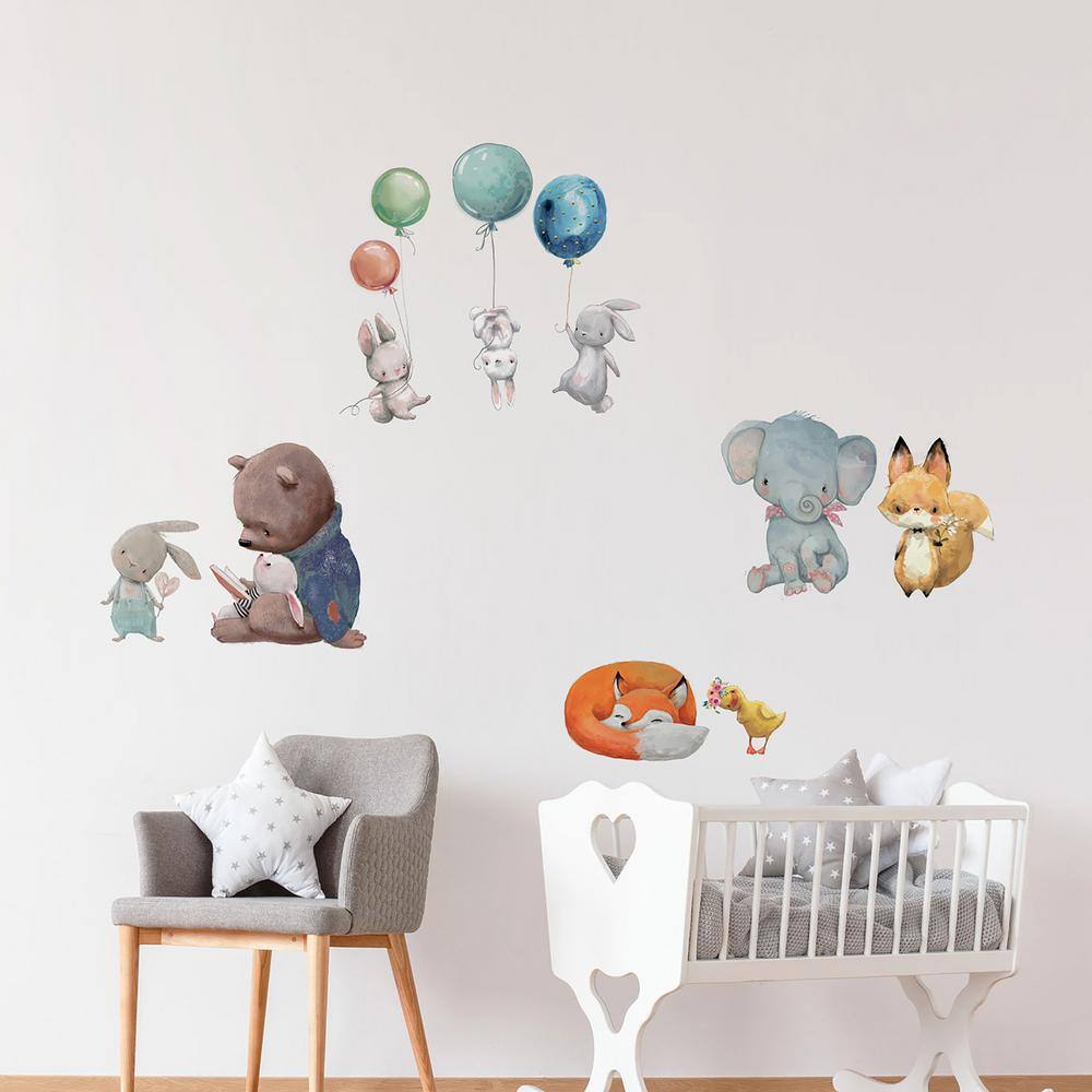 Hand-Painted Watercolor Animal Nursery Wall Decals