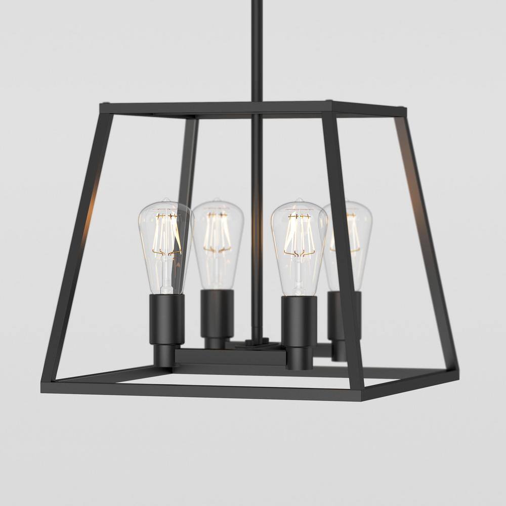 Carter Black Steel Cage 4-Light Chandelier