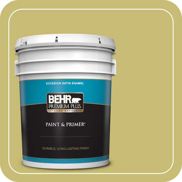 BEHR PREMIUM PLUS 5 gal. Home Decorators Collection #HDC-SP16-02 Pistachio Shortbread Satin Enamel Exterior Paint & Primer